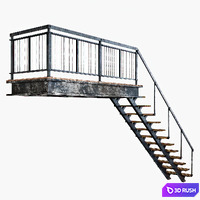Metal stair with railing 3D Model Corona