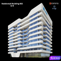 Modern Residential Building 003 _ G + 9 3D Model Vray, Corona