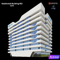 Modern Residential Building 003 _ G + 9 3D Model Vray, Corona
