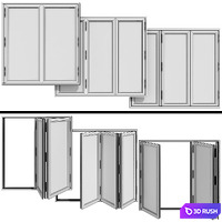 Folding stained Glass Wooden Doors 3D Model Vray, Corona