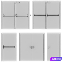 Metal swinging fire doors 3D Model Vray, Corona