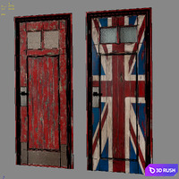 Loft style doors flag 3D Model Vray