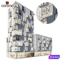 Modern residential building 02 3D Model Corona