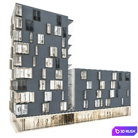 Modern residential building 02 3D Model Corona