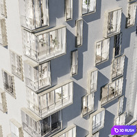 Modern residential building 02 3D Model Corona