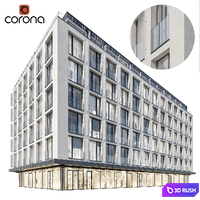 Modern residential building 05 | Night 3D Model Corona