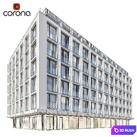 Modern residential building 05 | Night 3D Model Corona