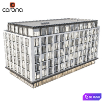 Modern residential building 05 | Night 3D Model Corona
