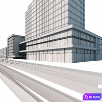 Office building. Day Night | Light traces 3D Model Corona