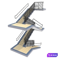 School staircase 3D Model Corona