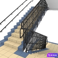 School staircase 3D Model Corona