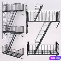Street fire escape_2 3D Model Corona