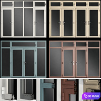 Stained aluminum doors 3D Model Vray, Corona