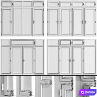Stained aluminum doors 3D Model Vray, Corona