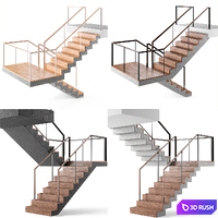 Concrete staircase 3D Model Vray, Corona