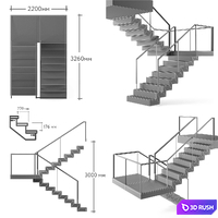 Concrete staircase 3D Model Vray, Corona