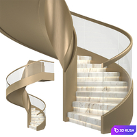Spiral staircase 04 3D Model Vray, Corona
