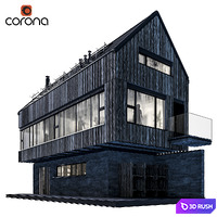 Modern house 07 | Night 3D Model Corona