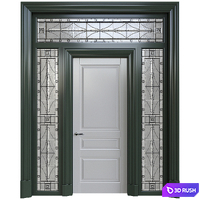 Front door with stained glass 3D Model Corona