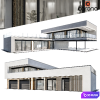Modern house 09 | Night 3D Model Corona
