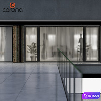 Modern house 09 | Night 3D Model Corona