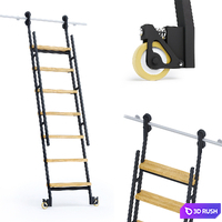 Animated sliding ladder MWE Industrieleiter 3D Model Corona