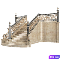 Classical staircase 3D Model Vray