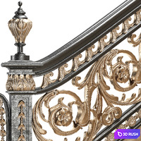 Classical staircase 3D Model Vray