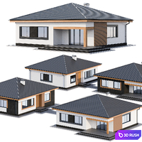 Modern one-storey cottage 3D Model Corona