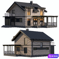 Country cottage with terrace 3D Model Corona