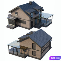 Country cottage with terrace 3D Model Corona