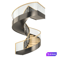 Spiral staircase 5 3D Model Vray, Corona