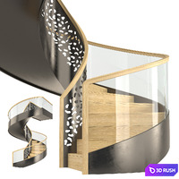 Spiral staircase 5 3D Model Vray, Corona