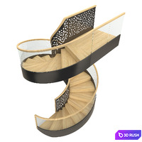 Spiral staircase 5 3D Model Vray, Corona