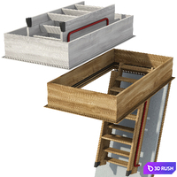 Wooden Foldable Loft Ladder 3D Model Vray, Corona