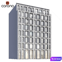 Modern residential facade 01 | night + interiors 3D Model Corona