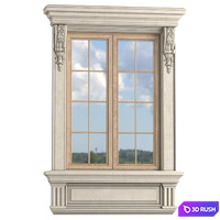 Classic frame window trim 3D Model Vray, Corona