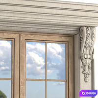 Classic frame window trim 3D Model Vray, Corona