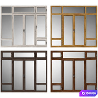 Swing stained-glass wooden windows 3D Model Vray, Corona