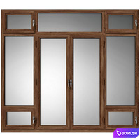 Swing stained-glass wooden windows 3D Model Vray, Corona