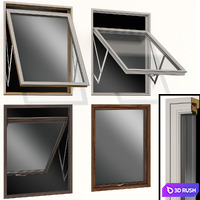 Top swing hinged wooden metal window 3D Model Vray, Corona