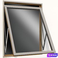 Top swing hinged wooden metal window 3D Model Vray, Corona