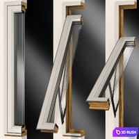 Top swing hinged wooden metal window 3D Model Vray, Corona