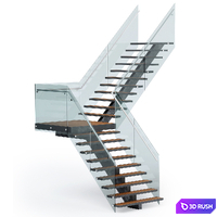 Outdoor corner staircase with stringer 3D Model Corona