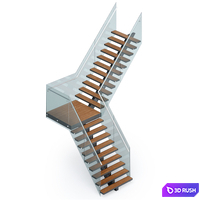 Outdoor corner staircase with stringer 3D Model Corona
