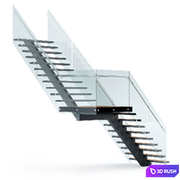 Outdoor corner staircase with stringer 3D Model Corona