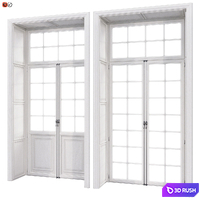 Classic doors with cremones 3D Model Vray, Corona