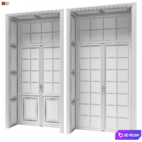 Classic doors with cremones 3D Model Vray, Corona