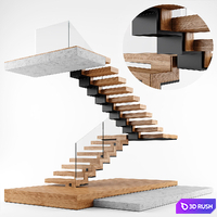 Modern interior stair 02 3D Model Vray
