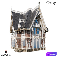 Gothic house 3D Model Vray, Corona